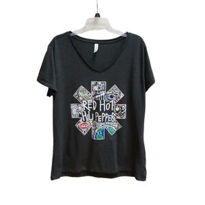 Red Hot Chili Peppers Shirt Womens Size 2XL Black Front Graphic Band